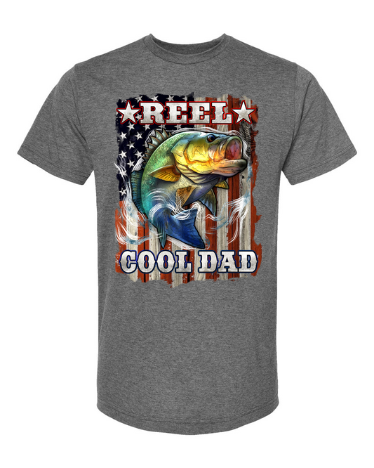 Reel Cool Dad American Flag (Heather Charcoal)