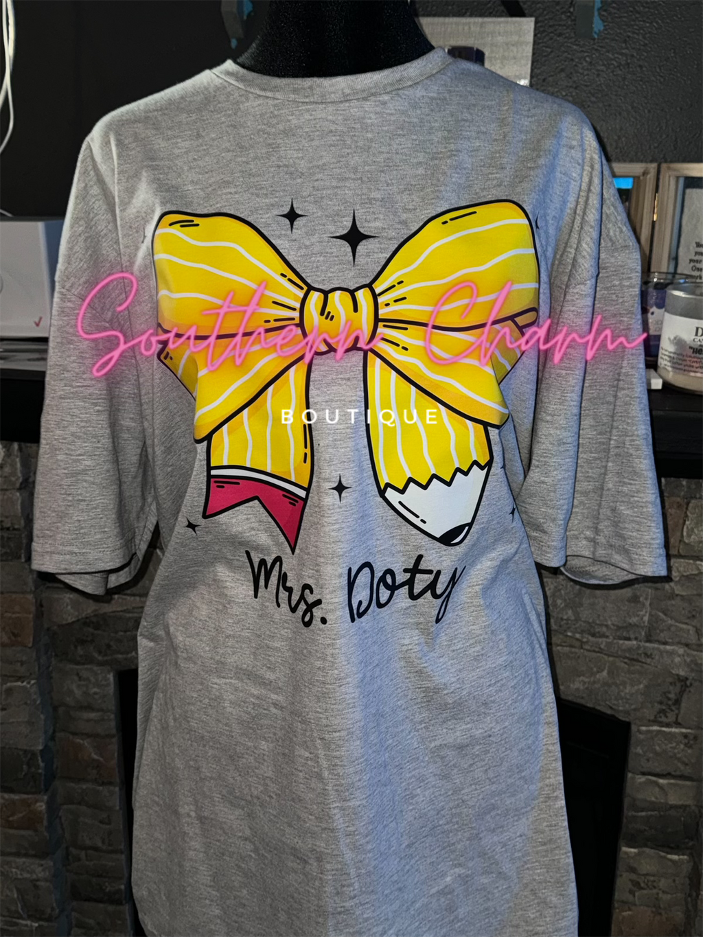 School Pencil Bow Tee