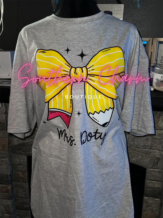 School Pencil Bow Tee