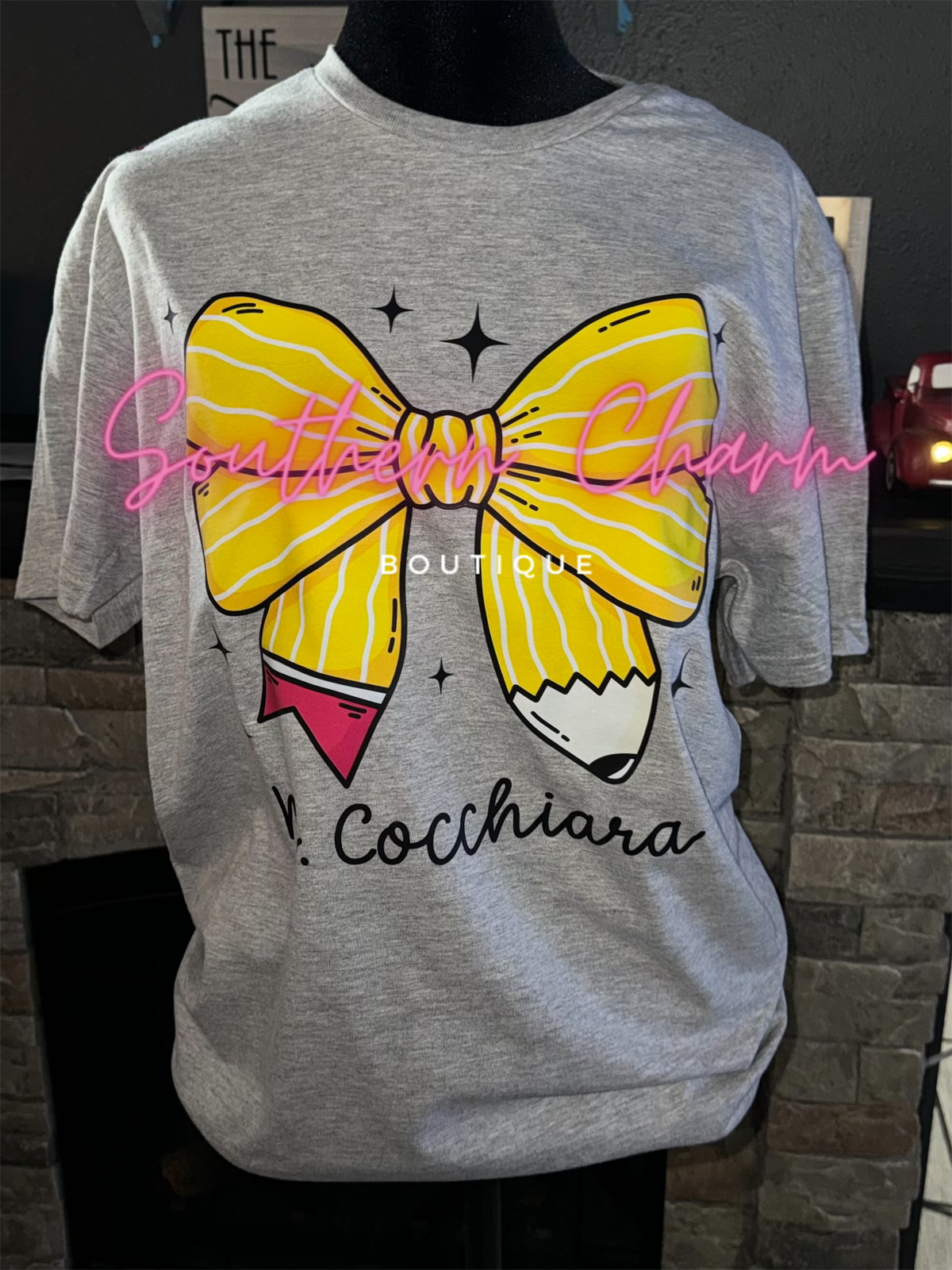 School Pencil Bow Tee