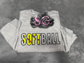 Embroidered Appliqué Softball Crewneck (Adult Medium)