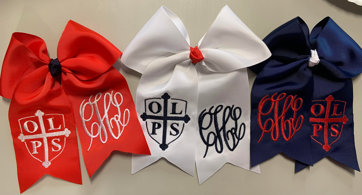 OLPS Embroidered Hair Bow
