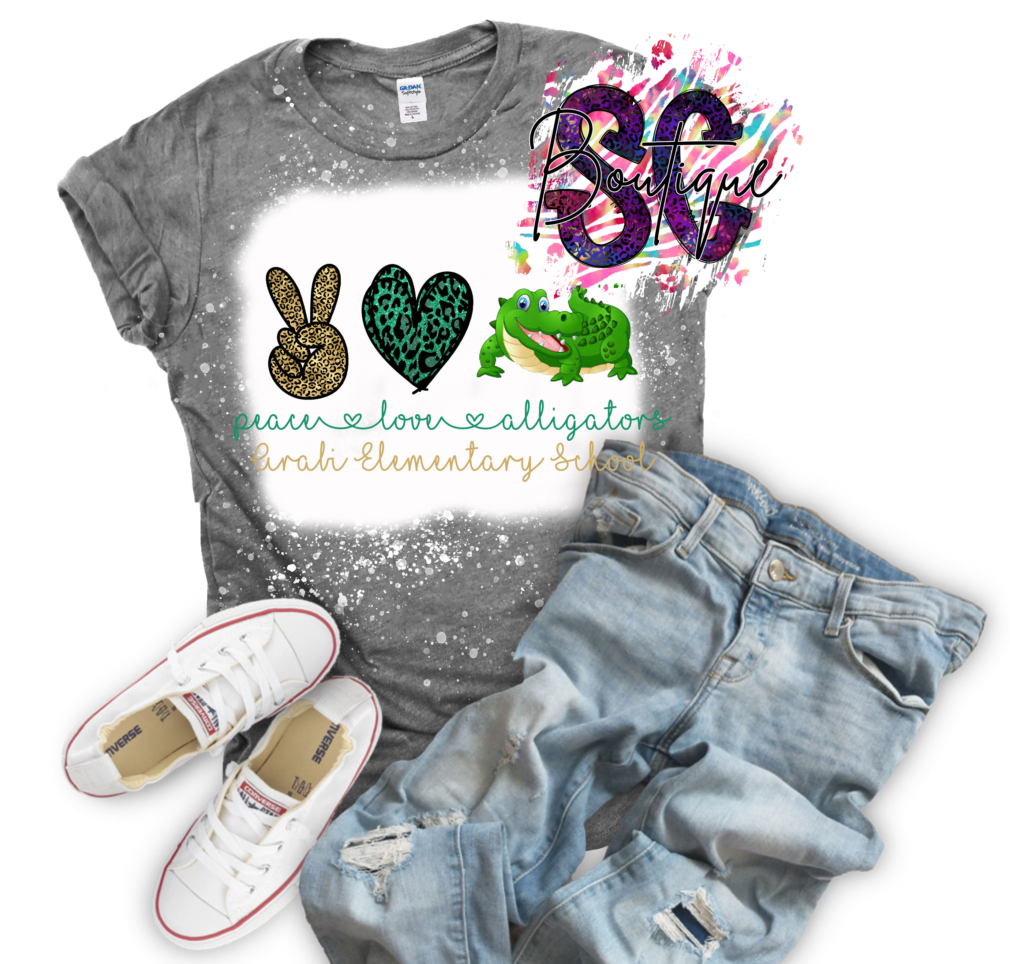 Peace Love (School Mascot) Bleached Tee