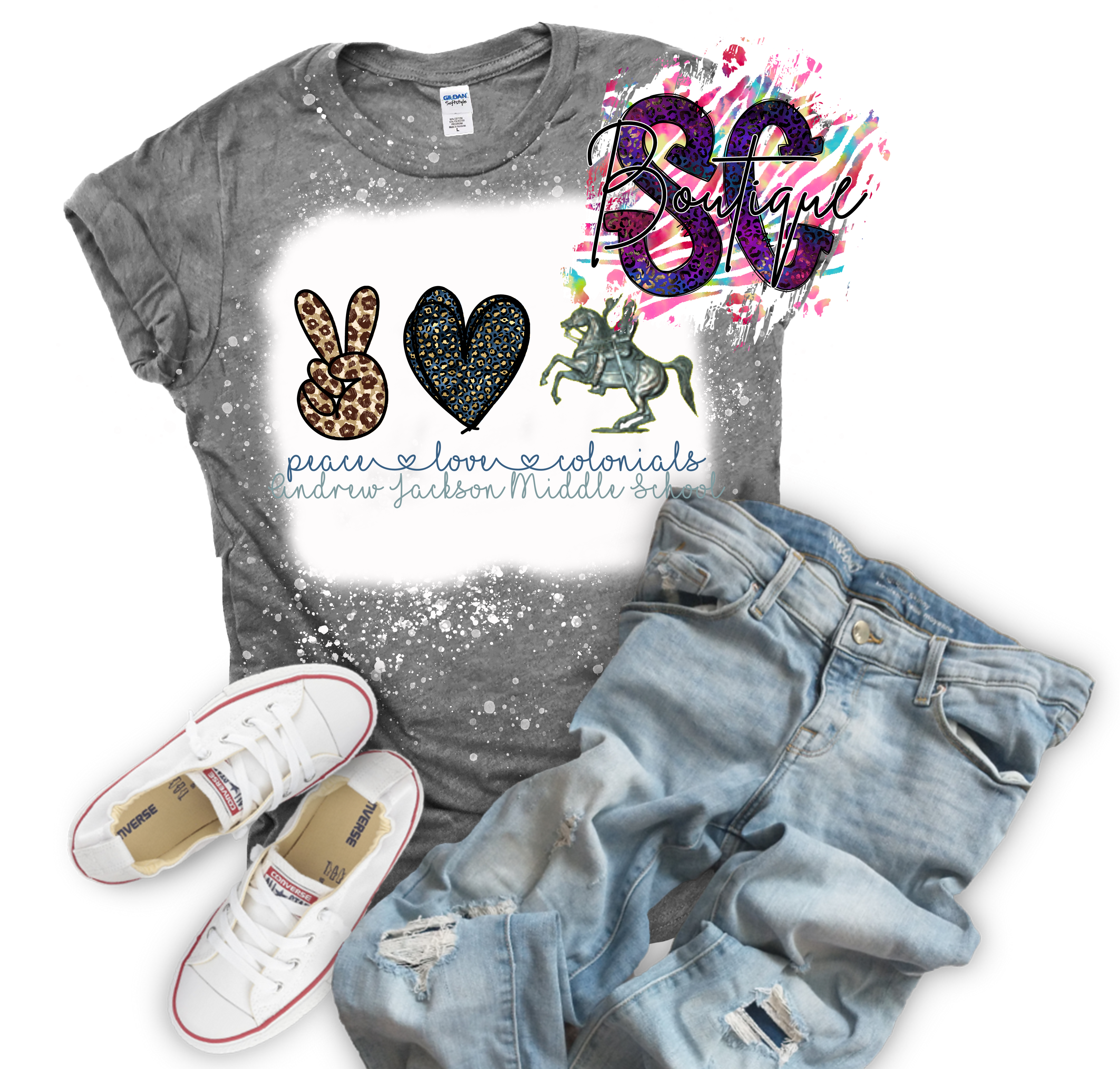 Peace Love (School Mascot) Bleached Tee