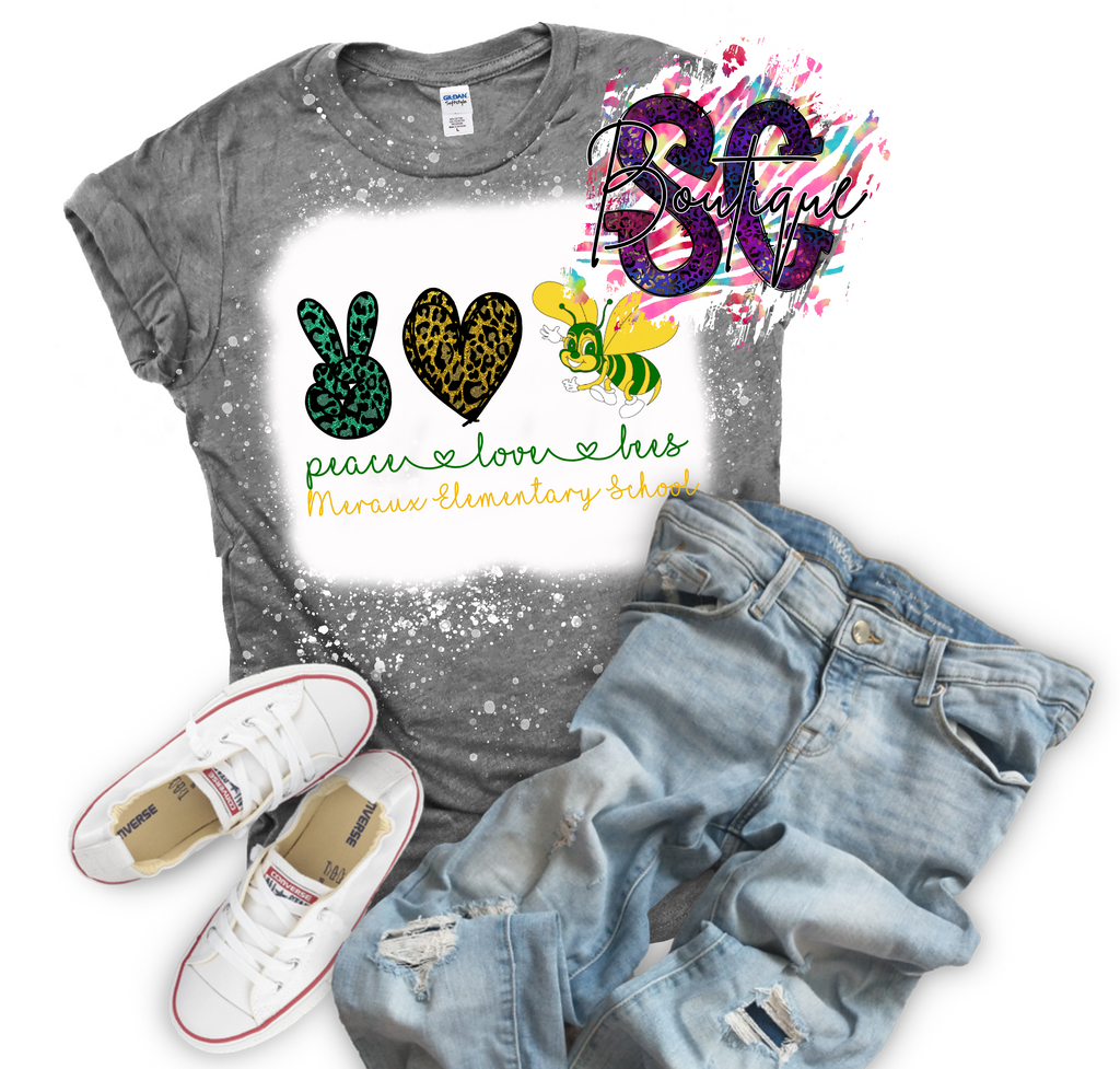 Peace Love (School Mascot) Bleached Tee