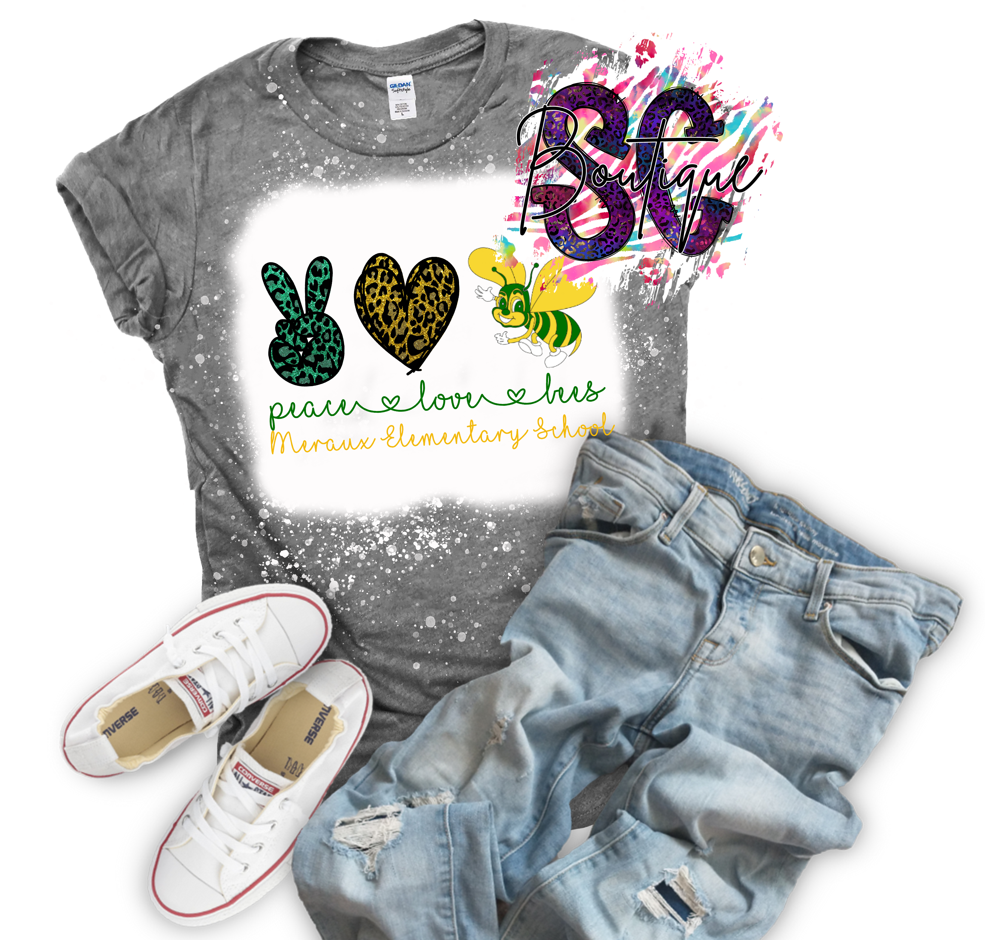 Peace Love (School Mascot) Bleached Tee