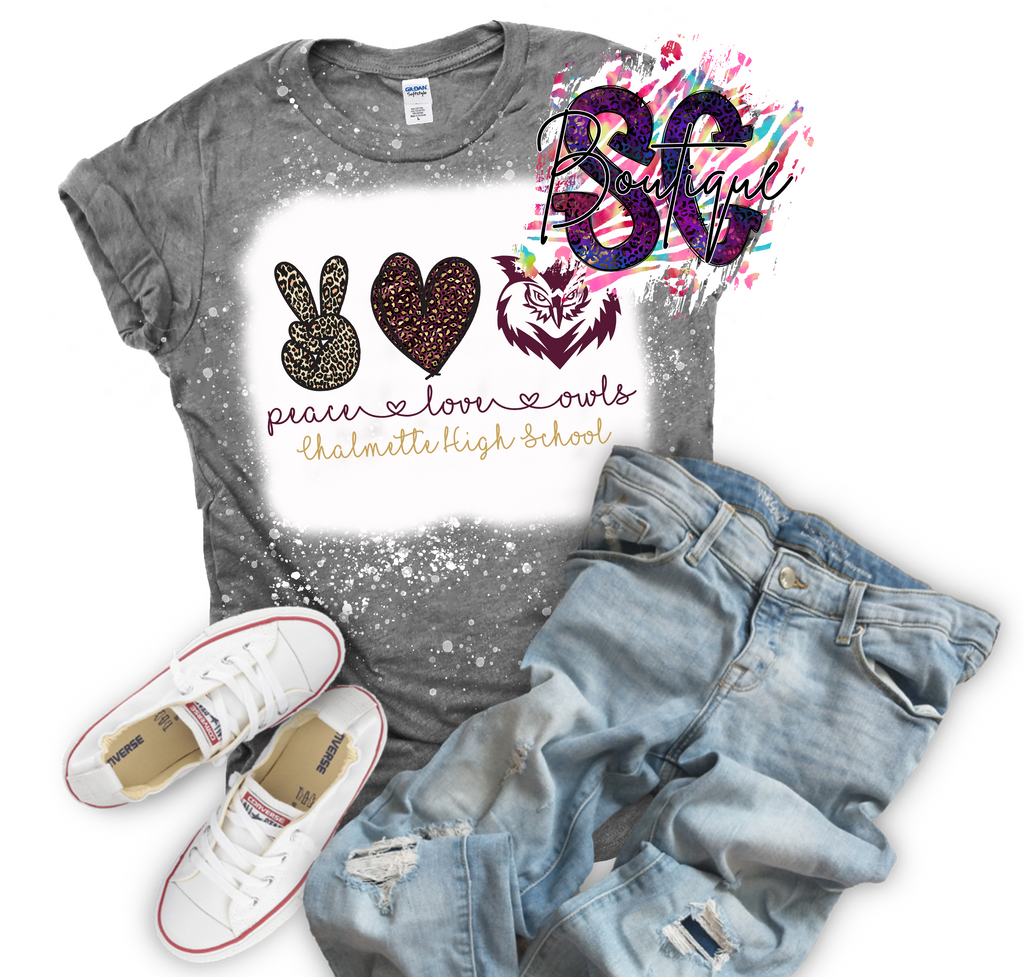 Peace Love (School Mascot) Bleached Tee