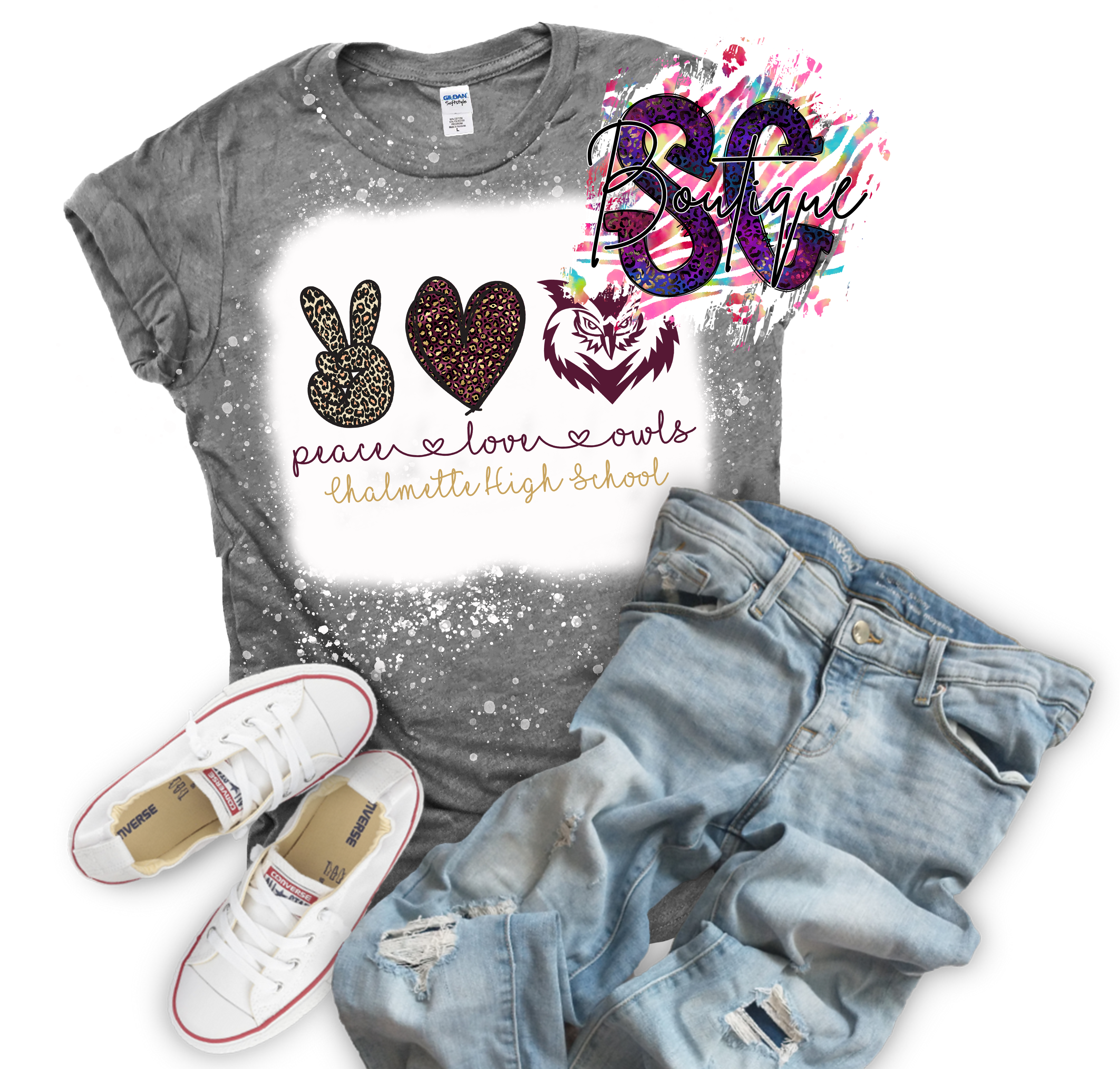 Peace Love (School Mascot) Bleached Tee