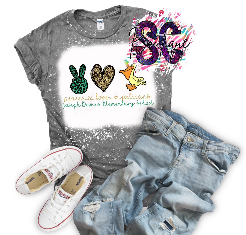 Peace Love (School Mascot) Bleached Tee