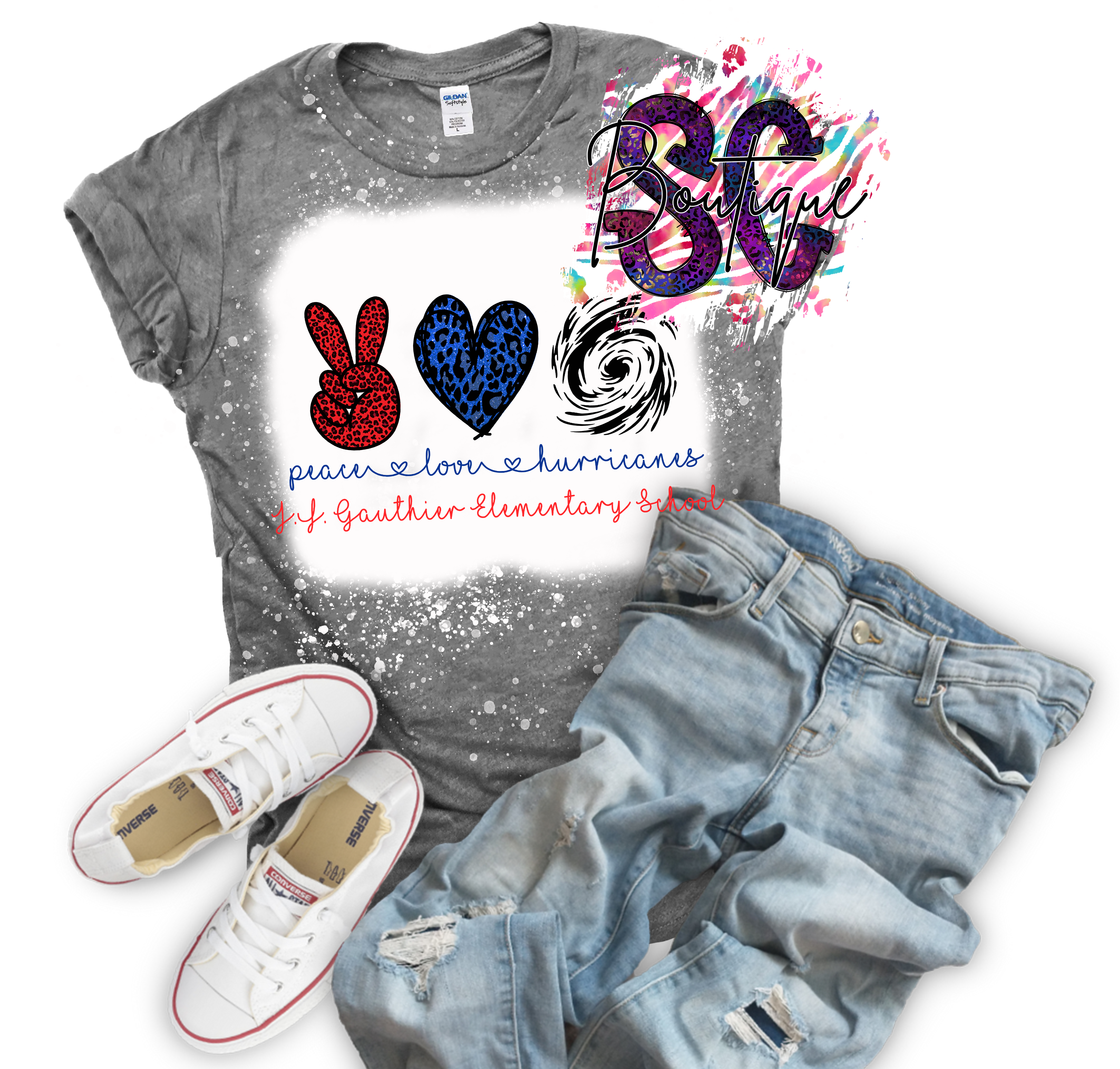 Peace Love (School Mascot) Bleached Tee