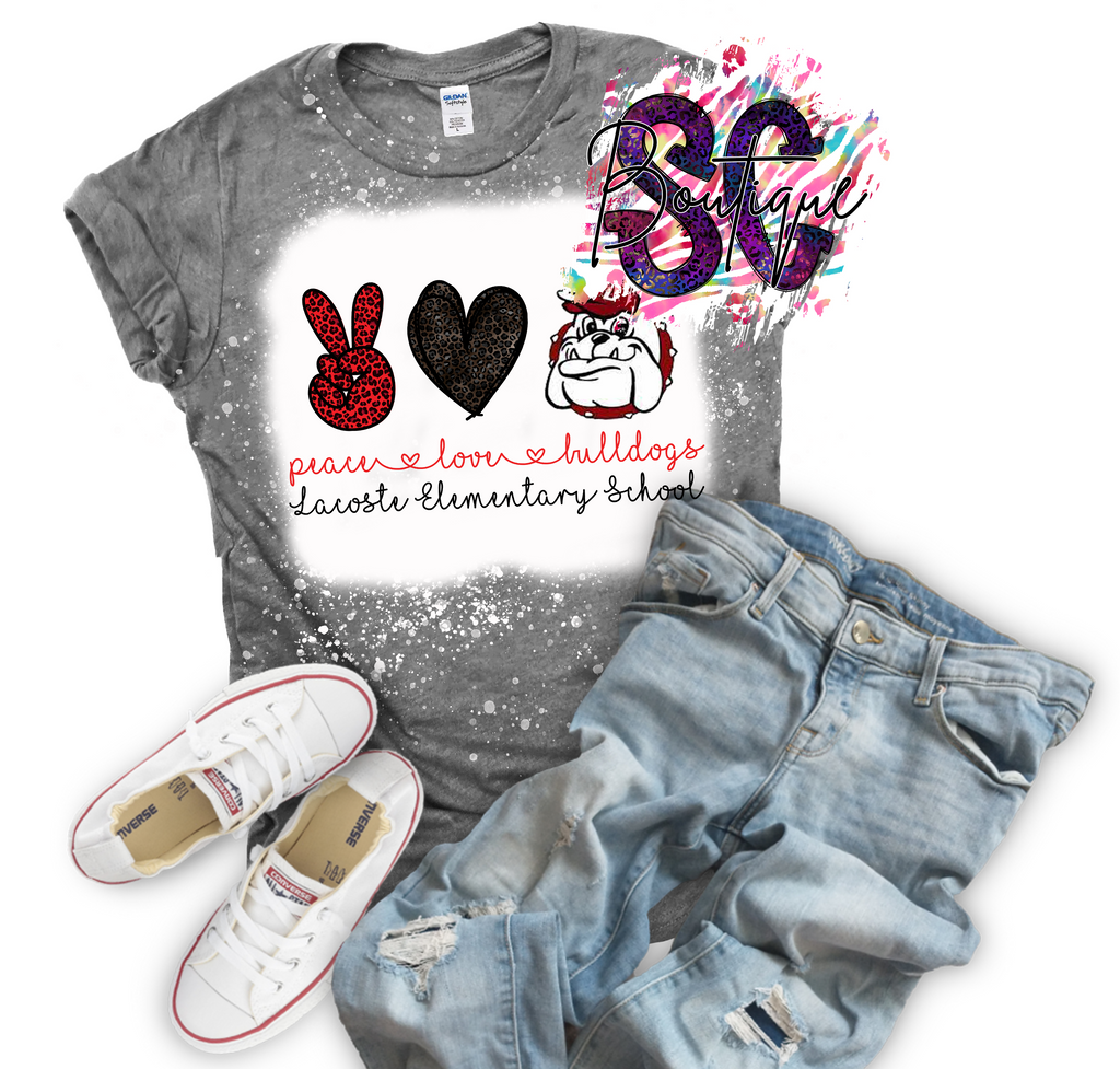Peace Love (School Mascot) Bleached Tee