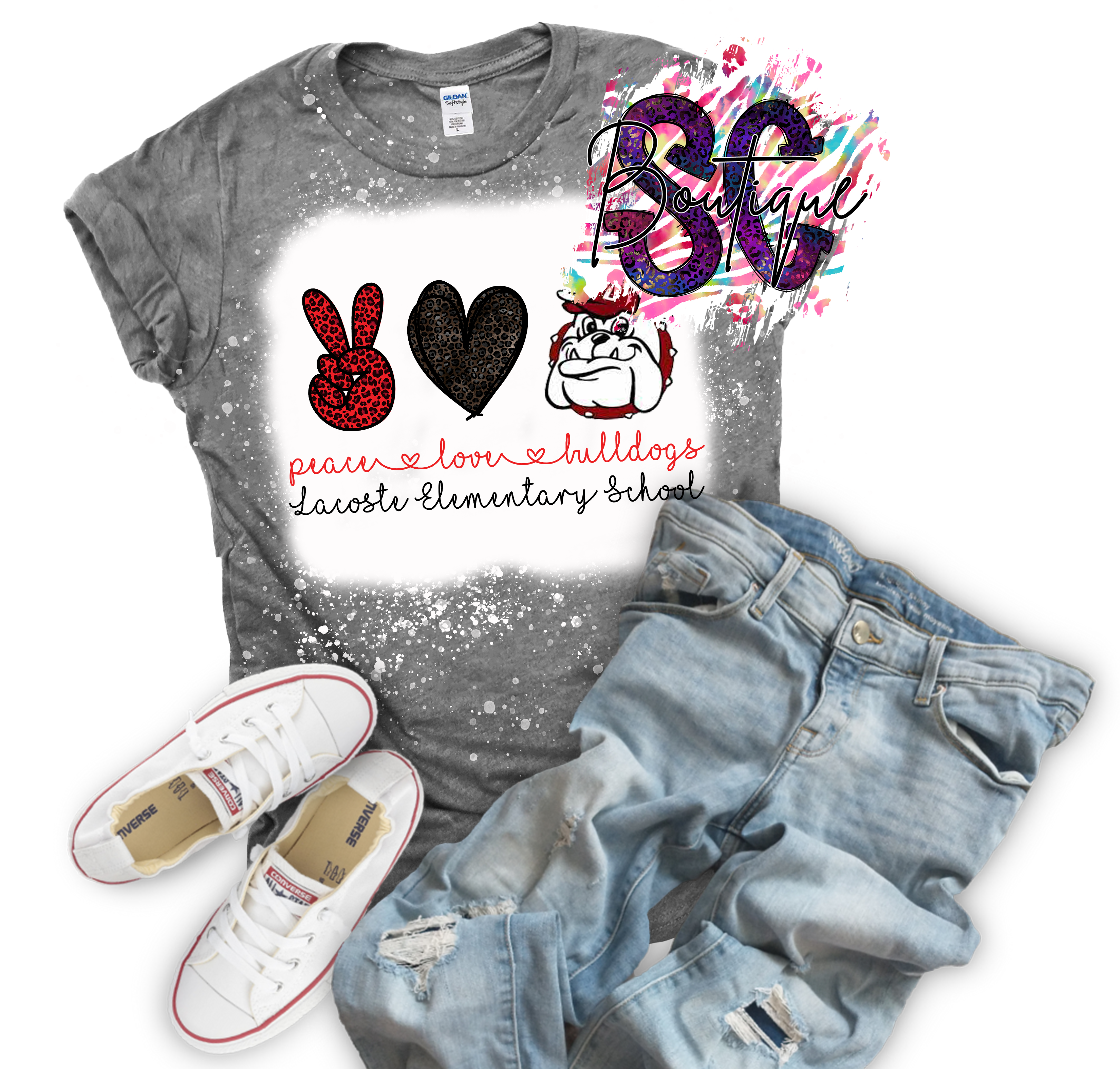 Peace Love (School Mascot) Bleached Tee