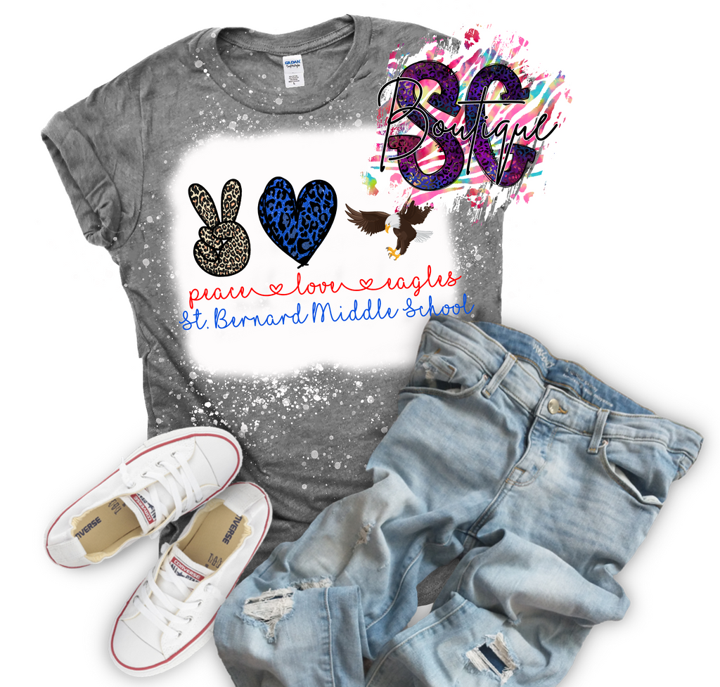 Peace Love (School Mascot) Bleached Tee