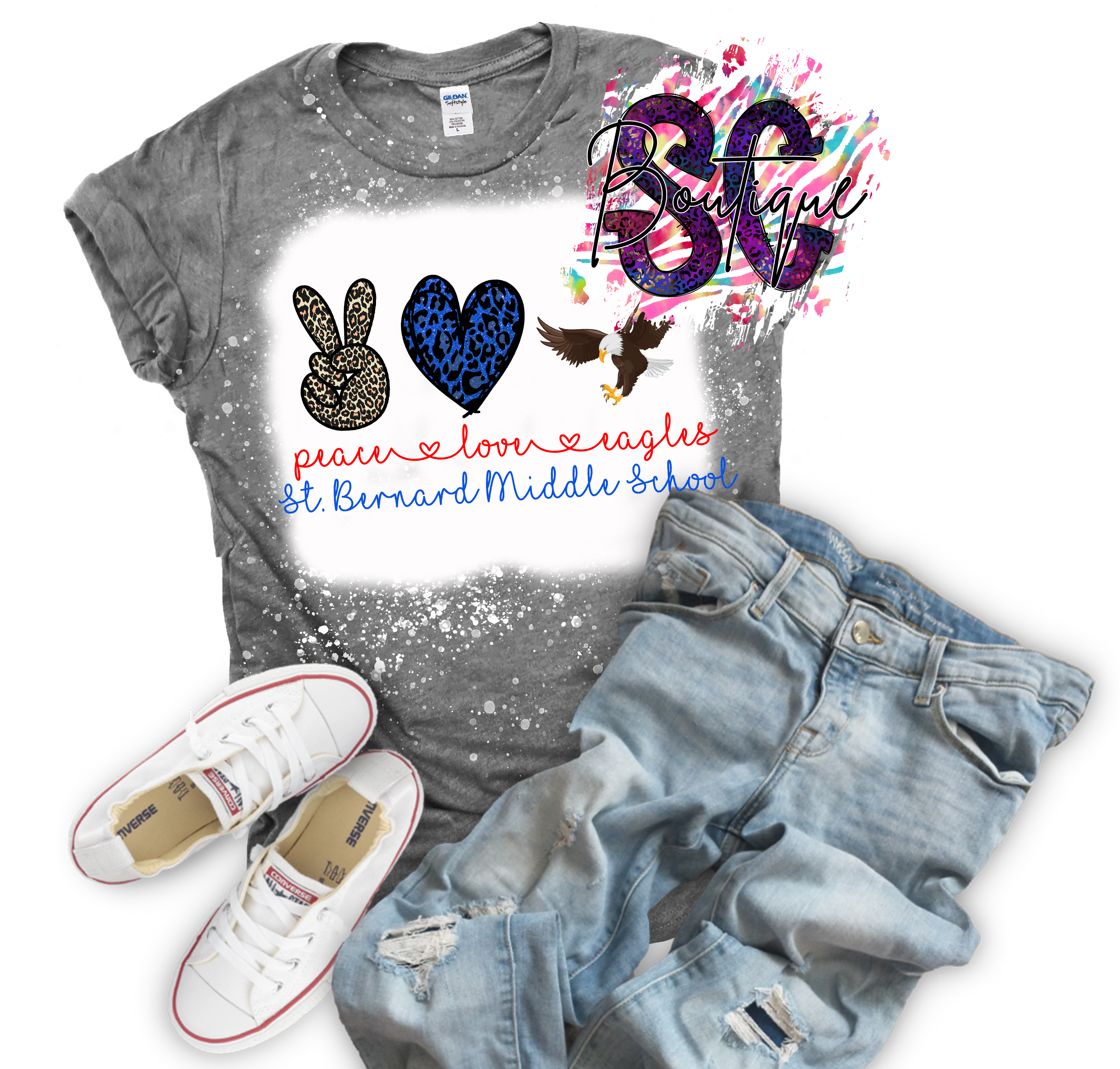 Peace Love (School Mascot) Bleached Tee