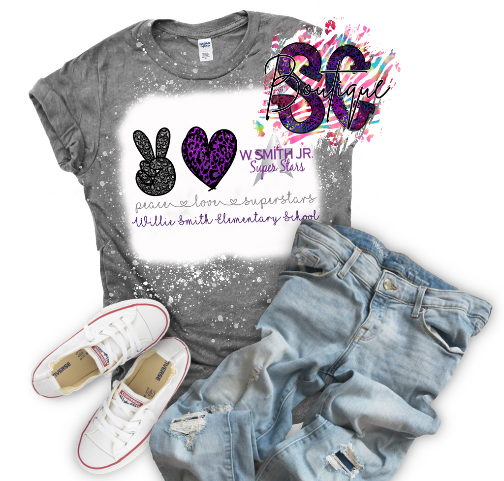 Peace Love (School Mascot) Bleached Tee