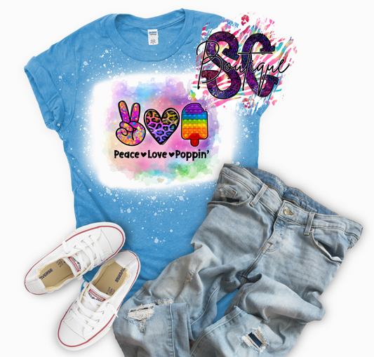 Peace Love Poppin' Bleached Tee
