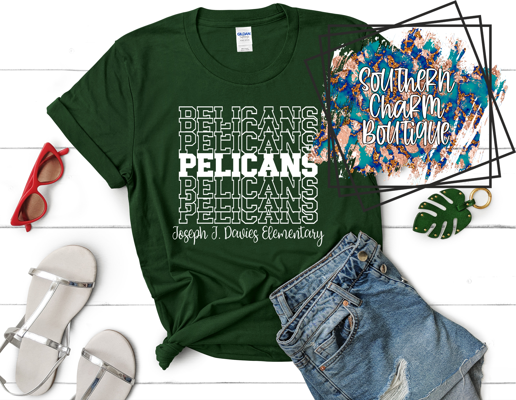Pelicans Stacked Adult Tee