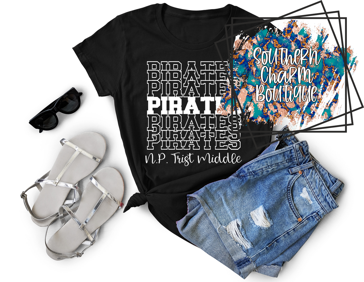 Pirates Stacked Adult Tee