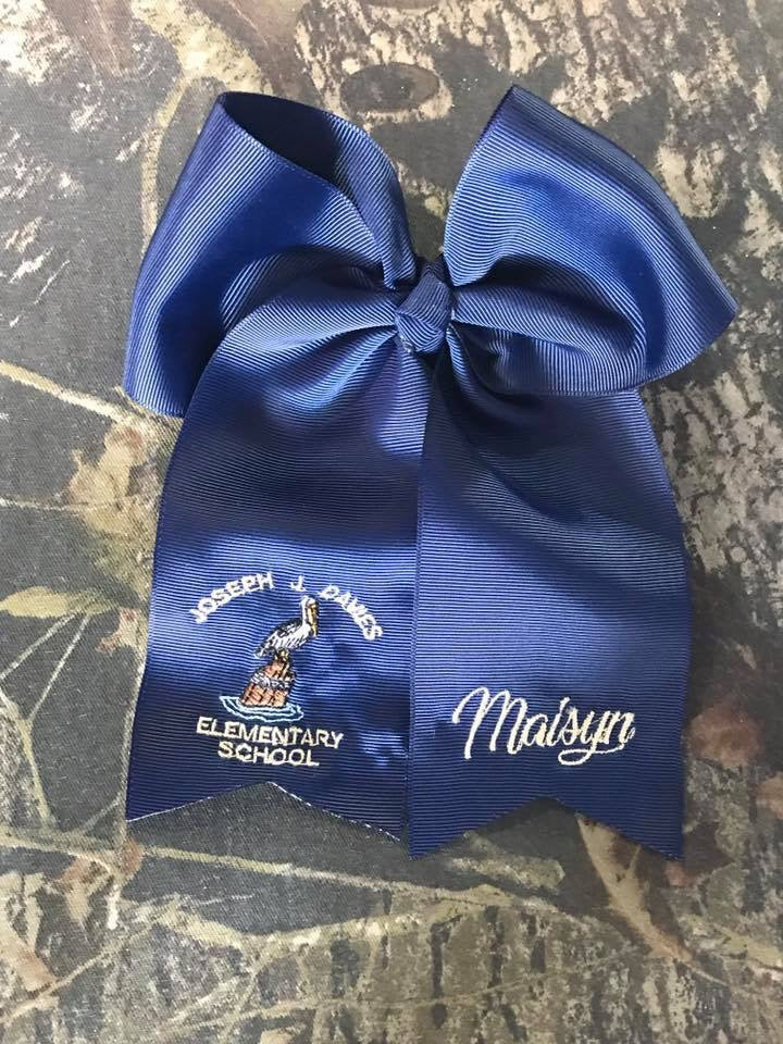 STB Public School Logo Embroidered Hair Bow