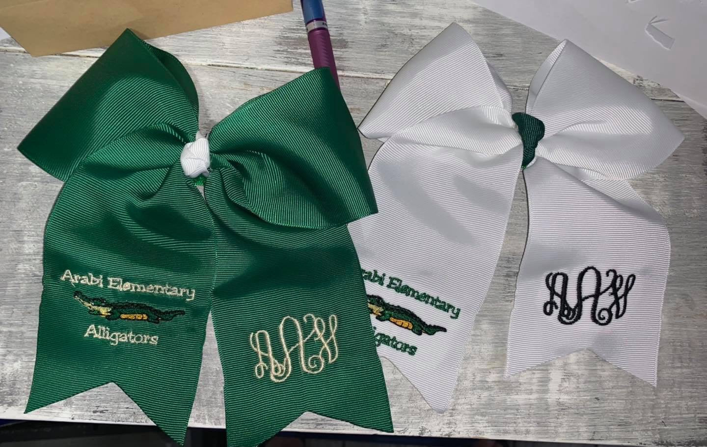 STB Public School Logo Embroidered Hair Bow