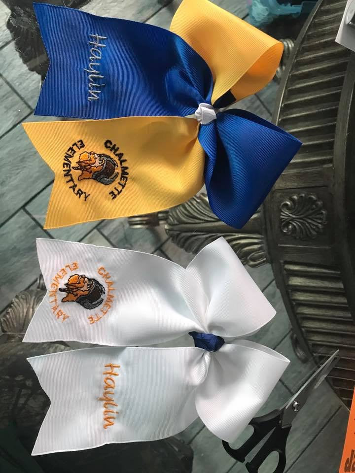 STB Public School Logo Embroidered Hair Bow